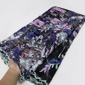 Nigerian Sequins Lace Fabric 2025 High Quality African Lace French Tulle Sequin Embroidery Lace Fabrics For Party Dress