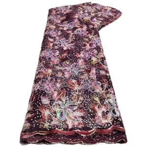 Nigerian Sequins Lace Fabric 2025 High Quality African Lace French Tulle Sequin Embroidery Lace Fabrics For Party Dress