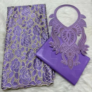 Sky Blue 2.5+2.5 Yards Swiss Voile Lace Fabric With Embroidered African Bazin Riche Fabric For Women Sewing Clothing Lace Fabric