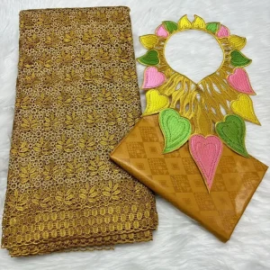 Sky Blue 2.5+2.5 Yards Swiss Voile Lace Fabric With Embroidered African Bazin Riche Fabric For Women Sewing Clothing Lace Fabric