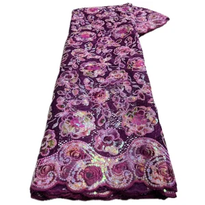 Nigerian Sequins Lace Fabric 2025 High Quality African Lace French Tulle Sequin Embroidery Lace Fabrics For Party Dress