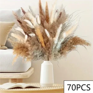 105pcs Natural Dried Flowers Pampas Floral Bouquet Boho Country Home Decoration Rabbit Tail Grass Reed Wedding Decor Arrangement
