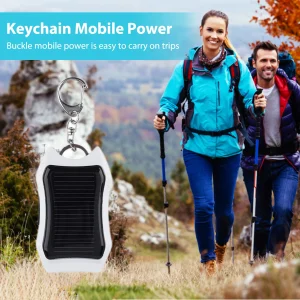 Keychain Power Bank USB External Solar 950mAH Cell Phone Backup Power Bank with 3 LED Light Charging Equipment for Hiking Travel