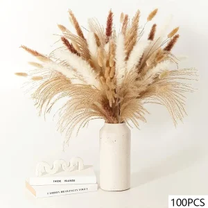 105pcs Natural Dried Flowers Pampas Floral Bouquet Boho Country Home Decoration Rabbit Tail Grass Reed Wedding Decor Arrangement