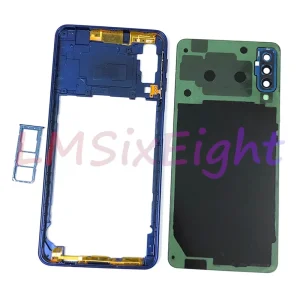 For Samsung Galaxy A750 A7 2018 SM-A750F A750F Phone Housing Middle Frame Cover+Battery Back Cover Glass+Sim Card Tray Holder