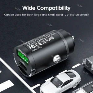 Mini 100W USB Type C Car Charger Fast Charging QC3.0 PD Car Phone Charger Adapter For iphone Samsung Huawei Xiaomi