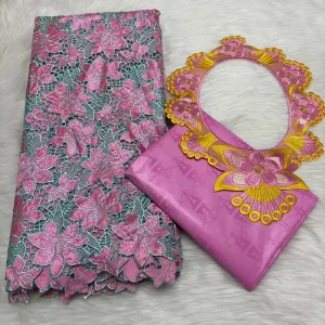 Sky Blue 2.5+2.5 Yards Swiss Voile Lace Fabric With Embroidered African Bazin Riche Fabric For Women Sewing Clothing Lace Fabric