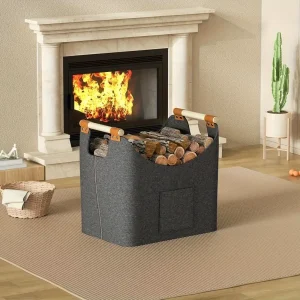 Large Capacity Foldable Firewood Box Wood Storage Basket for Fireplace Stove Clothes Organization Bin - New