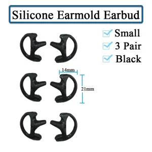 3-Pair Silicone Earbud for Universal Walkie Talkie Radio Air Acoustic Coil Tube Earpiece Headphone Earmold White Black S M LSize