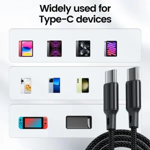 0.3M Short USB C Cable PD 60W Fast Charging Type C To Type C Cable for iphone 15 16 Samsung Xiaomi Huawei Dual Type C Cable