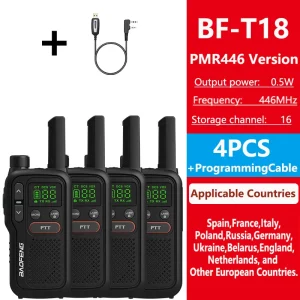 PMR446 BF-T18 Handheld  PMR Walkie Talkie Radio Station Transmitter 1500mAh Wireless Device Long Range Two Way Radios Flashligh