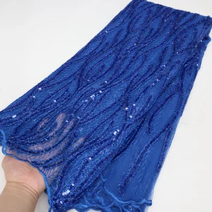 Nigerian Sequins Lace Fabric 2025 High Quality African Lace French Tulle Sequin Embroidery Lace Fabrics For Party Dress
