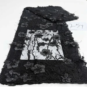 Luxurious Nigerian African Beaded Lace Fabric High Quality Sequins Embroidery African French Lace Fabric For Sewing 2.5 Yards