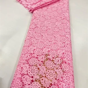 2025 African Nigerian High Quality Embroidery Lace Fabric Water Soluble  Tulle Wedding Party Dress Guipure Sequins 5Yards JL517