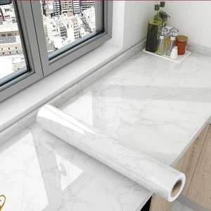 Thick Oil Proof Wall Stickers Waterproof Foil Wallpaper Marble Self Adhesive Removable Contact Paper for Bathroom Decor Kitchen