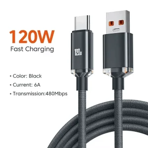 120W 6A USB C Cable Super Fast Charging Phone Charger Type C Data Cord For Samsung S23 Realme Xiaomi 13 Huawei Quick Charge Wire
