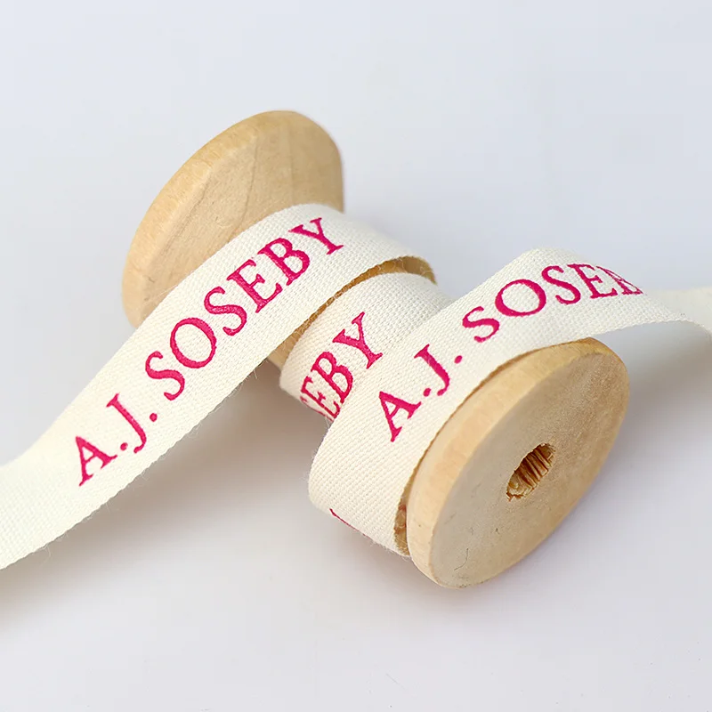 10mm-50mm Custom Cotton Ribbon Print Logo Handmade For Wedding Christmas Decoration DIY Sewing Fabric 100 Yards/Roll - الصورة 5