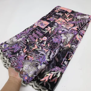 Nigerian Sequins Lace Fabric 2025 High Quality African Lace French Tulle Sequin Embroidery Lace Fabrics For Party Dress