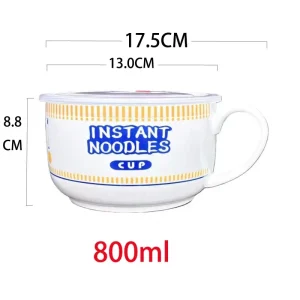 Creativity Lid Ceramics Instant Noodle Porridge Bowl Young Girl Dorm Room Student Office Super Large Japanese Cup lunch Bowl Mug