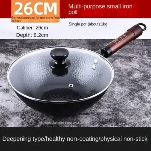 Women Lightweight Wok Pan,Hammer Cast Iron Frying pan,Durable Non-stick Wok,For Kitchen Gas Stove And Induction Kitchen Cookware