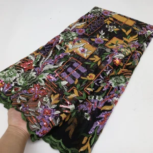 Nigerian Sequins Lace Fabric 2025 High Quality African Lace French Tulle Sequin Embroidery Lace Fabrics For Party Dress