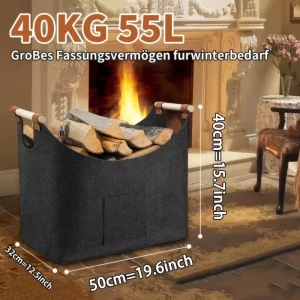Large Capacity Foldable Firewood Box Wood Storage Basket for Fireplace Stove Clothes Organization Bin - New