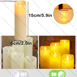 10-240pcs Flameless Fake Candle LED Flickering Candles with Remote Control Battery Operated LED Pillar Candles for New Year
