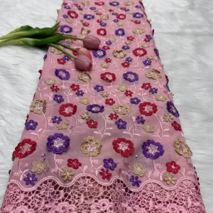 Nigerian Swiss Voile Lace Fabric with 3D Flower Applique And Stones Super Quality African Wedding Dress Lace 2026