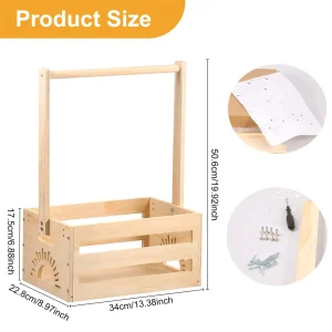 Wood Baby Shower Basket Baby Shower Crate Closet with Portable Handle Decorate Large Capacity Toy Storage Basket for Bathroom