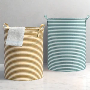 Haundry Thickened Tall Laundry Basket with Handle, Large Collapsible Round Laundry Hamper Bin Laundry Bag for Clothes Storage