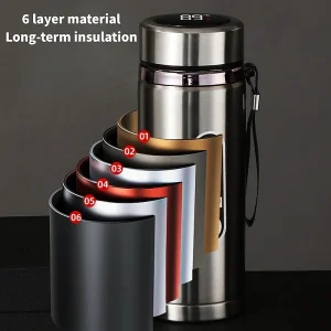 500ML-1Liter Stainless Steel Thermos Bottle with LED Temperature Display Sus304 Tea Water Bottle Vacuum Flask Portable Cups