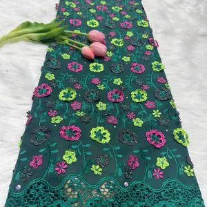 Nigerian Swiss Voile Lace Fabric with 3D Flower Applique And Stones Super Quality African Wedding Dress Lace 2026