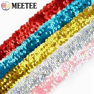 2/5/10Meters Meetee 30mm Sequin Lace Ribbon Stretch Fabric Laces Trim for Clothes Elastic Band DIY Sewing Decoration Accessories