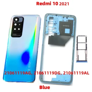 For Xiaomi Redmi 10 , 10 Prime 2022 Back Chassis Case + Middle Frame Housing With Camera Lens+Sim Card Tray Phone Parts