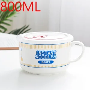 Creativity Lid Ceramics Instant Noodle Porridge Bowl Young Girl Dorm Room Student Office Super Large Japanese Cup lunch Bowl Mug