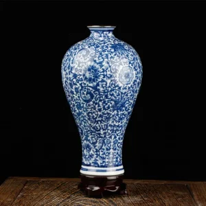 Chinese Jingdezhen Ceramics Blue White Porcelain Flower Vase Ornaments Home Livingroom Decoration Study Room Furnishing Crafts