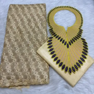 Sky Blue 2.5+2.5 Yards Swiss Voile Lace Fabric With Embroidered African Bazin Riche Fabric For Women Sewing Clothing Lace Fabric