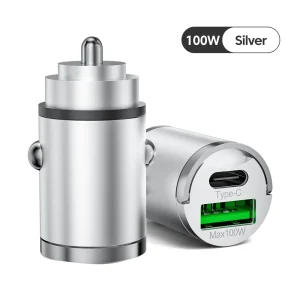 Mini 100W USB Type C Car Charger Fast Charging QC3.0 PD Car Phone Charger Adapter For iphone Samsung Huawei Xiaomi