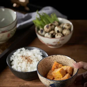 4.5-inch Ceramic Household Rice Bowl Japanese Retro Restaurant Home Tableware Eating Dishes Soup Bowl