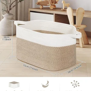 Large Woven Storage Baskets, Laundry Basket, Foldable Washing Basket, Cotton Rope Basket for Shoes, Blanket Storage Basket