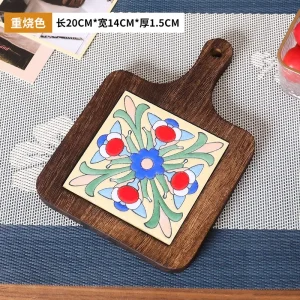 1pc Floral Wooden Trivet - High-Temperature Resistant Heat-Resistant Kitchen Table Mat, Vintage Dining Mat, Insulation Pot Pad