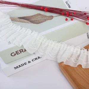 5CM Wide New Double Layers 3D Pleated Chiffon Lace Ruffle Trim Fluffy Dress Pettiskirt Curtains Splicing Cloth Sewing Deocration