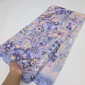 Nigerian Sequins Lace Fabric 2025 High Quality African Lace French Tulle Sequin Embroidery Lace Fabrics For Party Dress