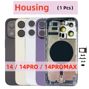 For iPhone 14 14 Pro 14Pro Max Back Housing Battery Cover+Middle Frame Chassis+with Side Buttons+SIM Tray,Tools 14PRO Back Cover
