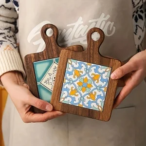 1pc Floral Wooden Trivet - High-Temperature Resistant Heat-Resistant Kitchen Table Mat, Vintage Dining Mat, Insulation Pot Pad