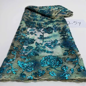 Luxurious Nigerian African Beaded Lace Fabric High Quality Sequins Embroidery African French Lace Fabric For Sewing 2.5 Yards