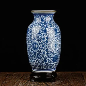 Chinese Jingdezhen Ceramics Blue White Porcelain Flower Vase Ornaments Home Livingroom Decoration Study Room Furnishing Crafts