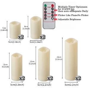 10-240pcs Flameless Fake Candle LED Flickering Candles with Remote Control Battery Operated LED Pillar Candles for New Year