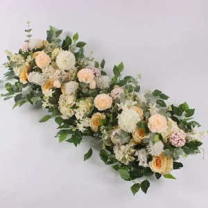 100cm Luxury White Rose Artificial Flower Row Wedding Table Centerpiece Flowers Backdrop Wall Arches Decor Party Stage Floral