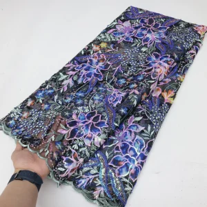 Nigerian Sequins Lace Fabric 2025 High Quality African Lace French Tulle Sequin Embroidery Lace Fabrics For Party Dress